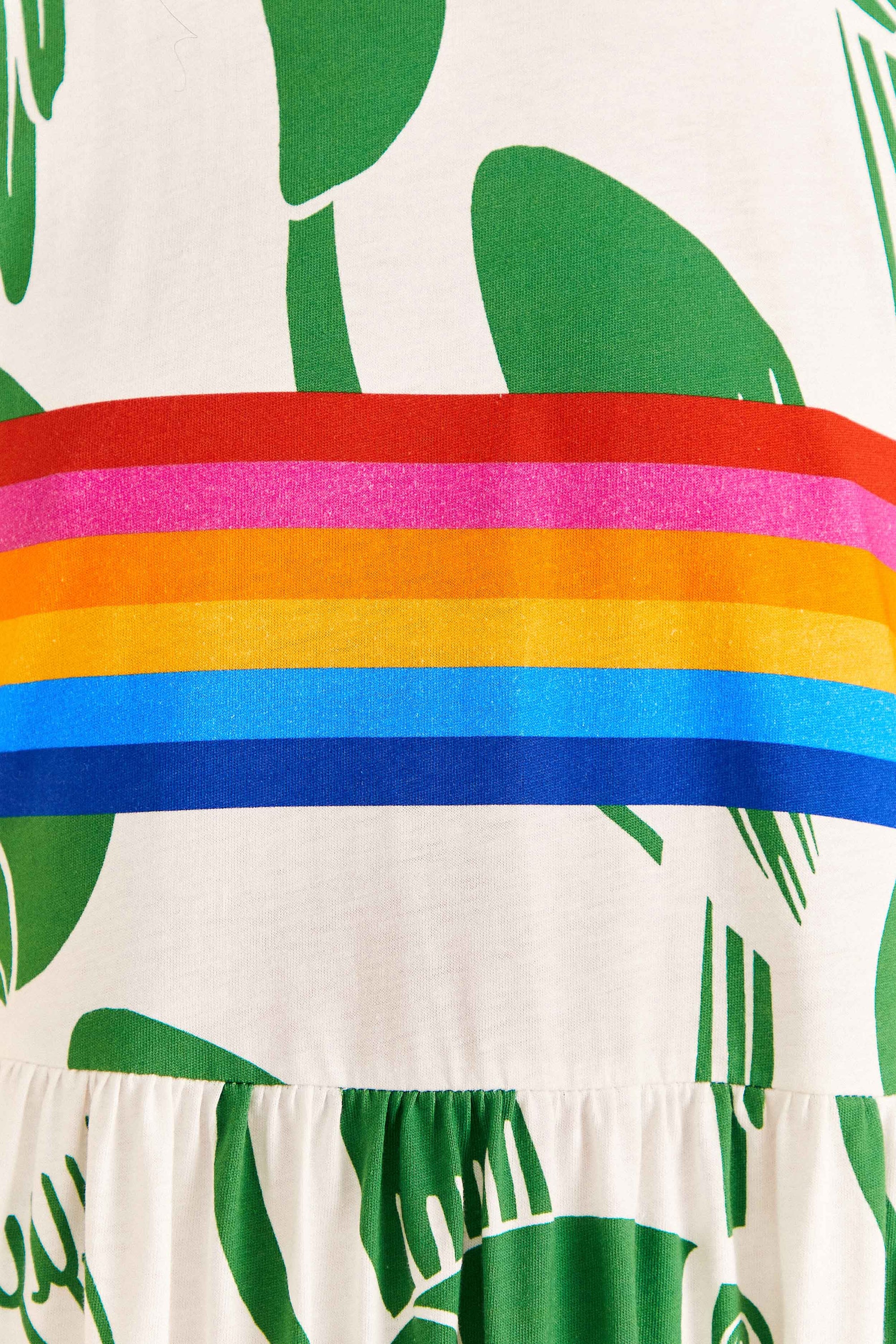 Robe midi Arc-en-ciel toucans en coton - Vert