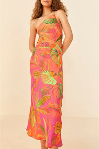 Robe longue asymétrique Ombre Forest - Orange