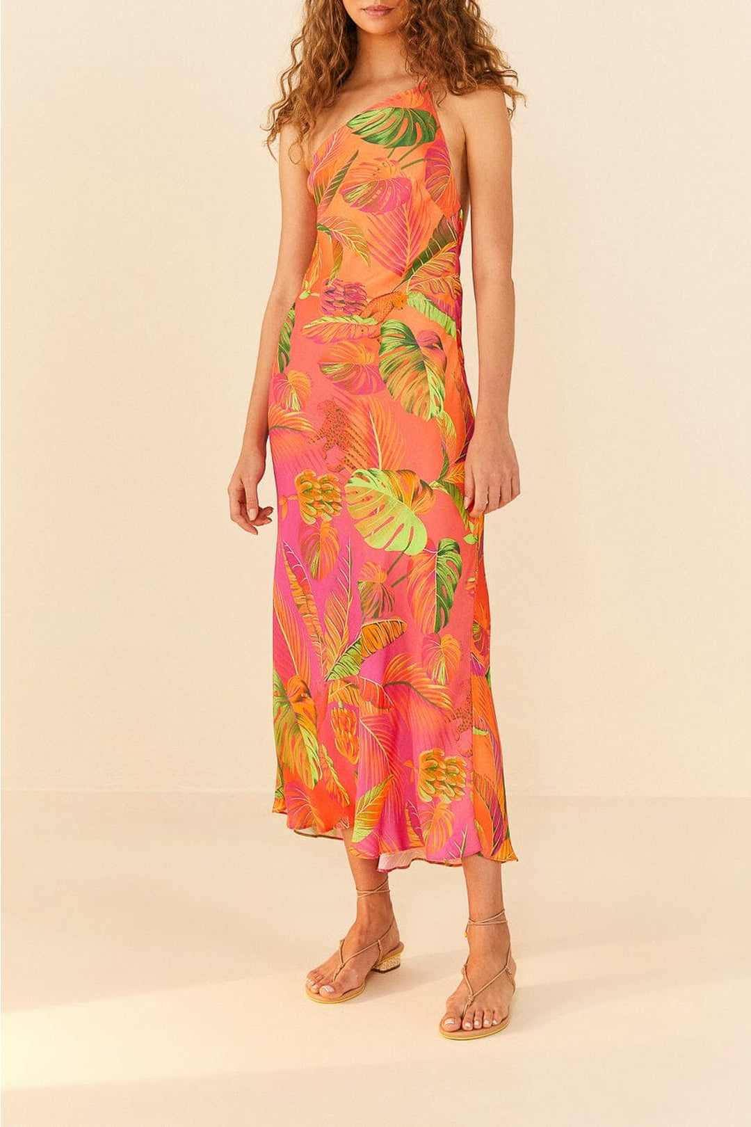 Robe longue asymétrique Ombre Forest - Orange