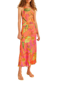 Robe longue asymétrique Ombre Forest - Orange