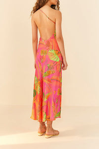 Robe longue asymétrique Ombre Forest - Orange