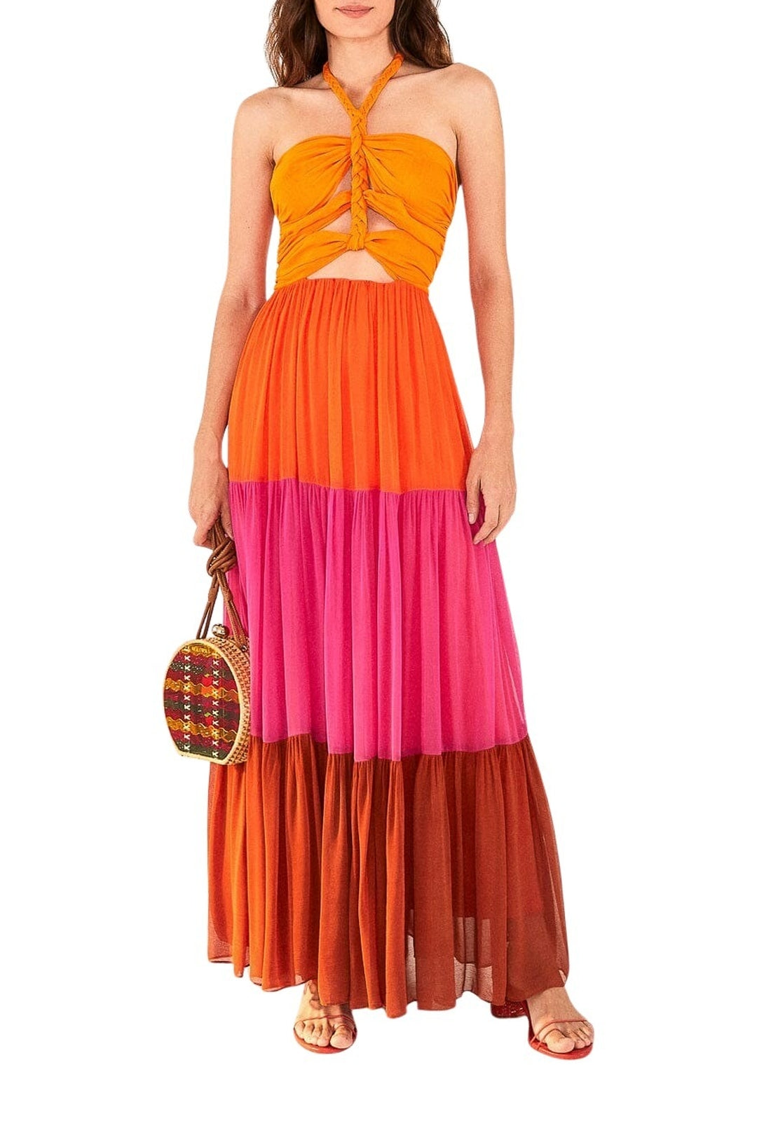 Robe longue Color Blocking - Multicolore