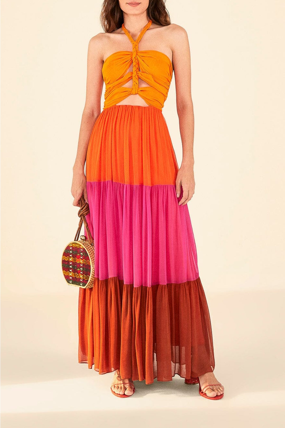 Robe longue Color Blocking - Multicolore