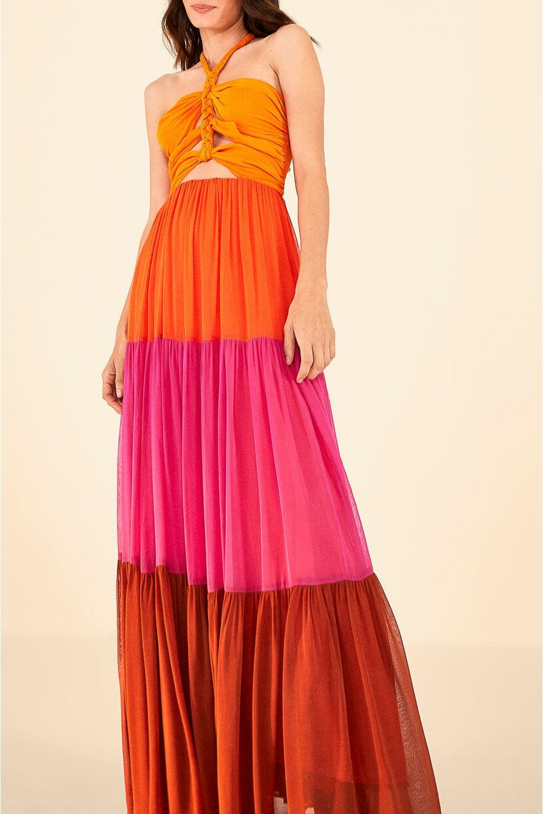 Robe longue Color Blocking - Multicolore