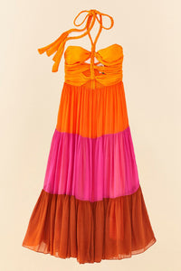 Robe longue Color Blocking - Multicolore