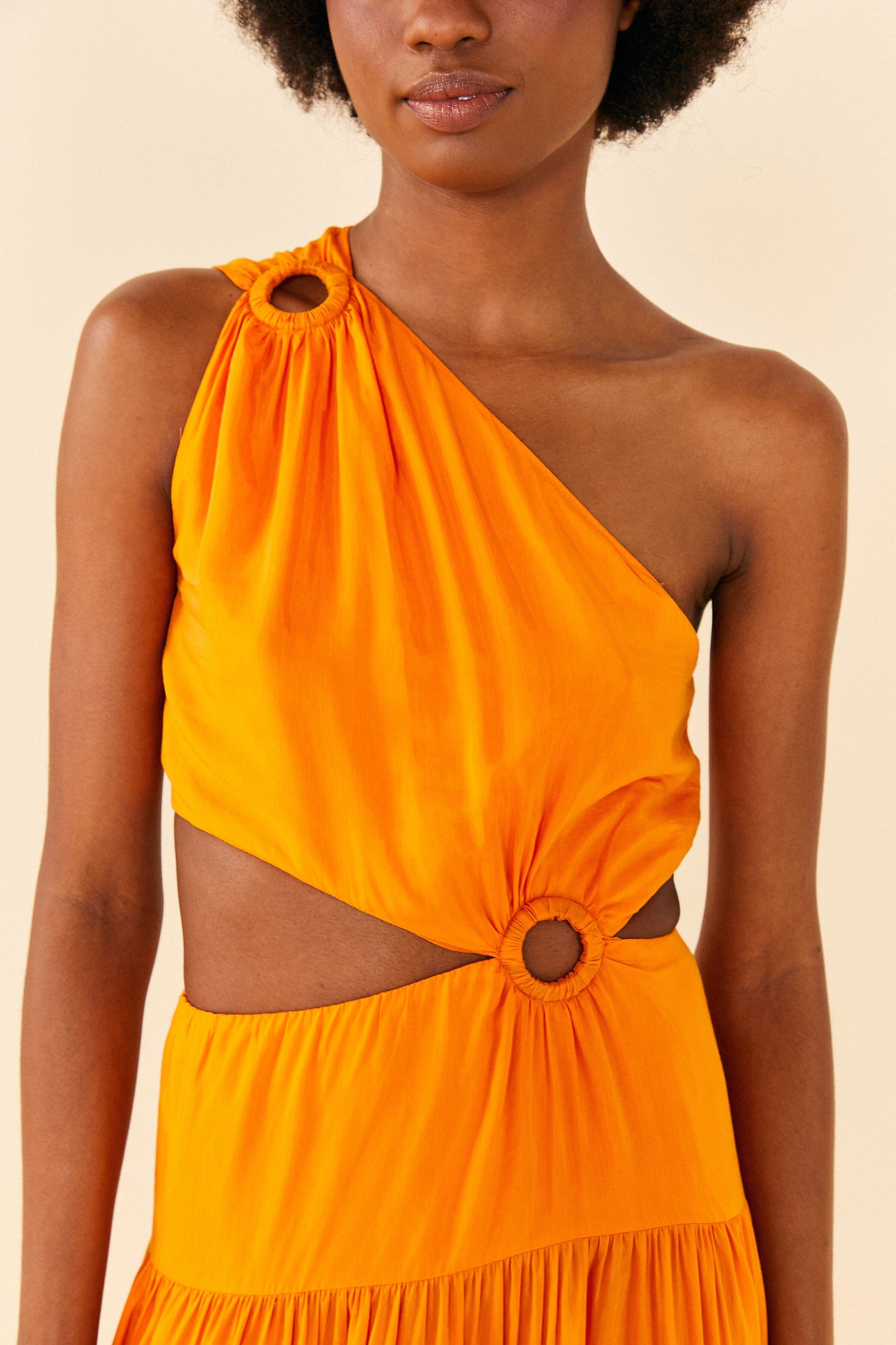 Robe longue asymétrique en coton - Orange