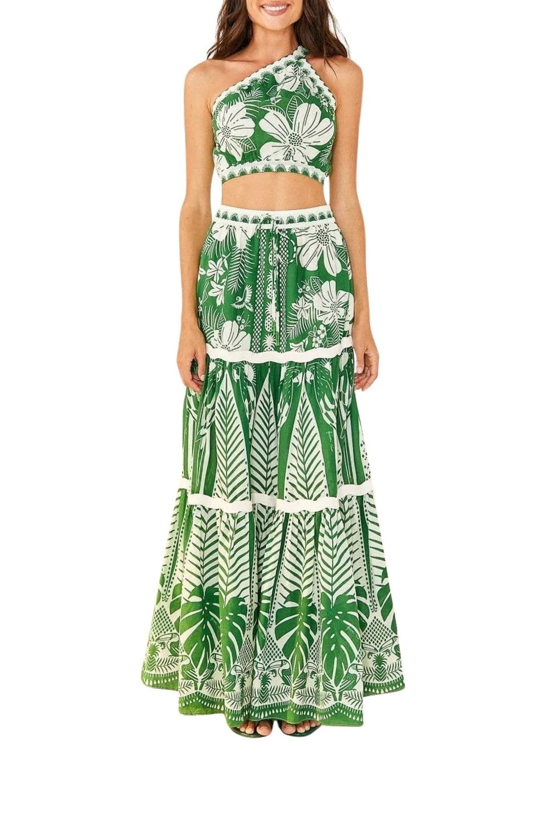 Jupe longue Macaw Elegance en coton - Vert