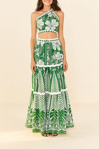Jupe longue Macaw Elegance en coton - Vert