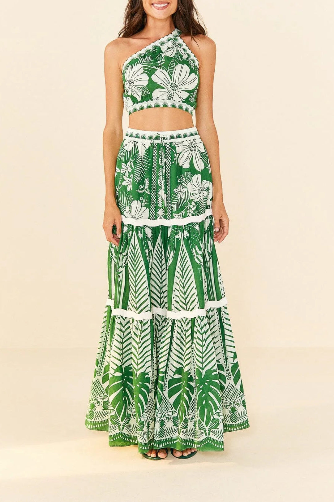 Jupe longue Macaw Elegance en coton - Vert