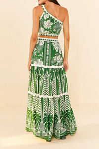 Jupe longue Macaw Elegance en coton - Vert