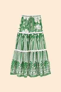 Jupe longue Macaw Elegance en coton - Vert