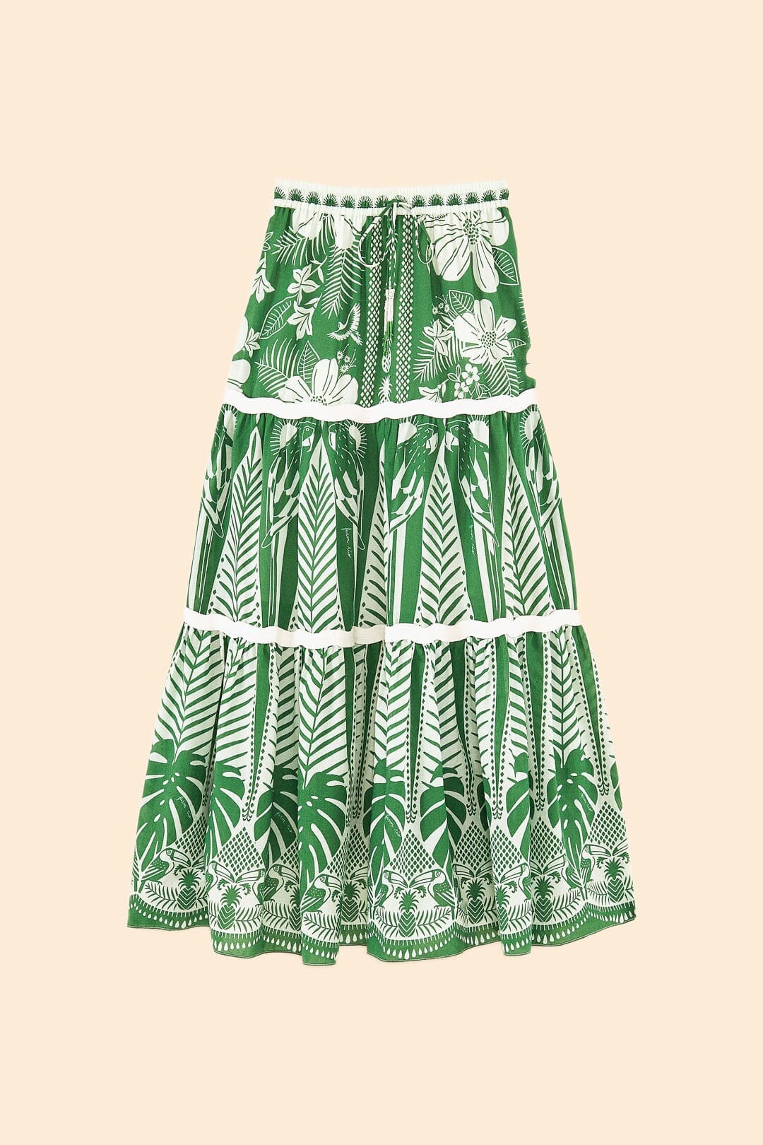 Jupe longue Macaw Elegance en coton - Vert