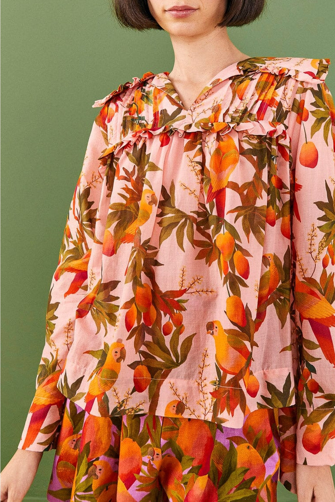 Blouse Mango Trees en coton - Rose