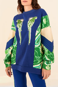 Sweat Tropical Groove en coton mélangé - Bleu