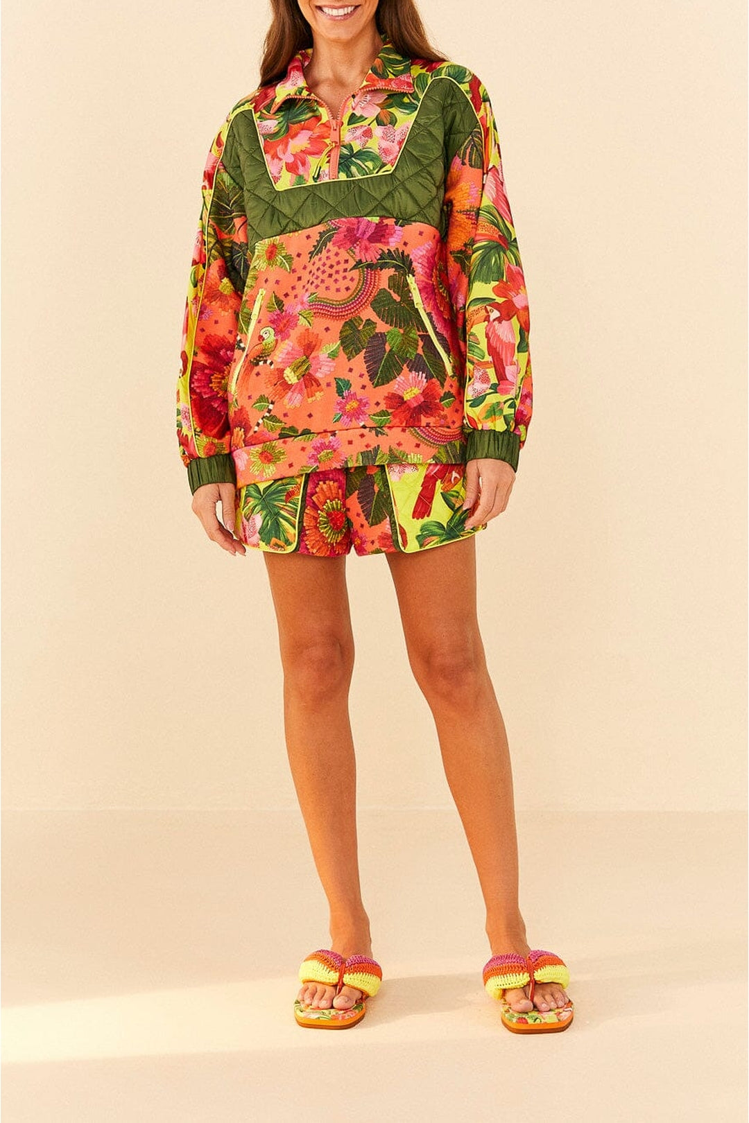 Sweat Jardin fleuri en coton mélangé - Multicolore