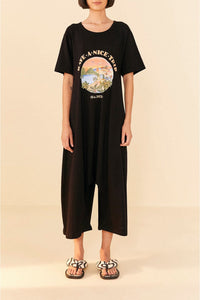 Combinaison Bon voyage en coton - Noir