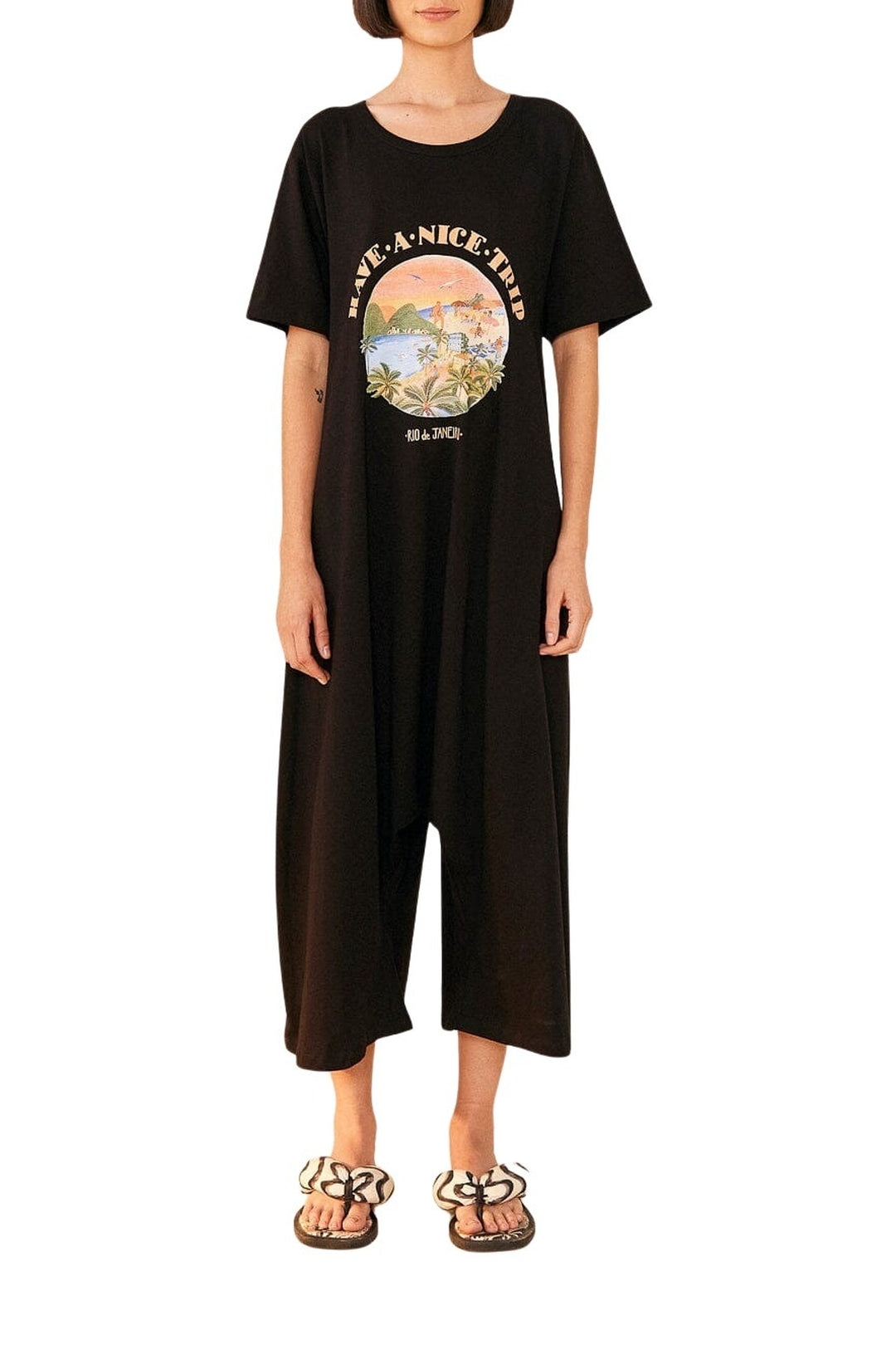 Combinaison Bon voyage en coton - Noir