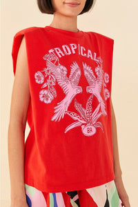 T-shirt Tropical en coton - Rouge