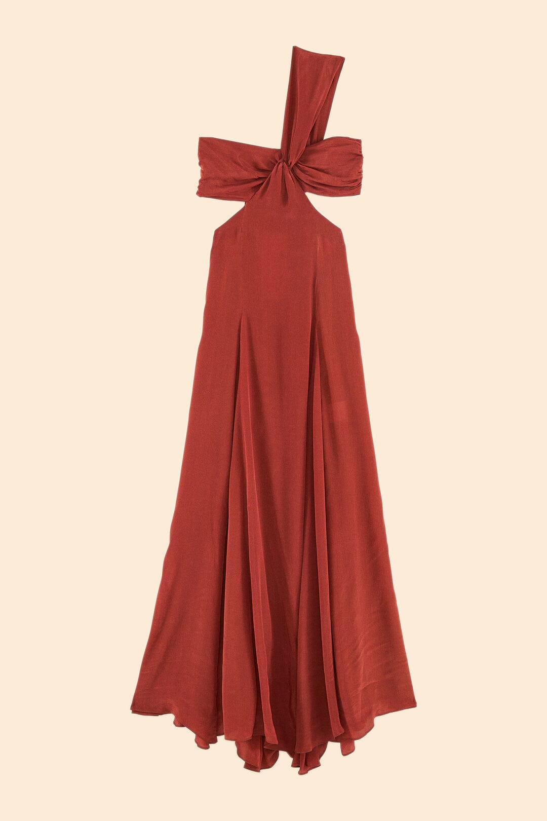 Robe longue asymétrique à bandeau - Rouge