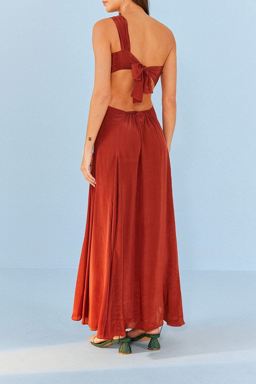 Robe longue asymétrique à bandeau - Rouge