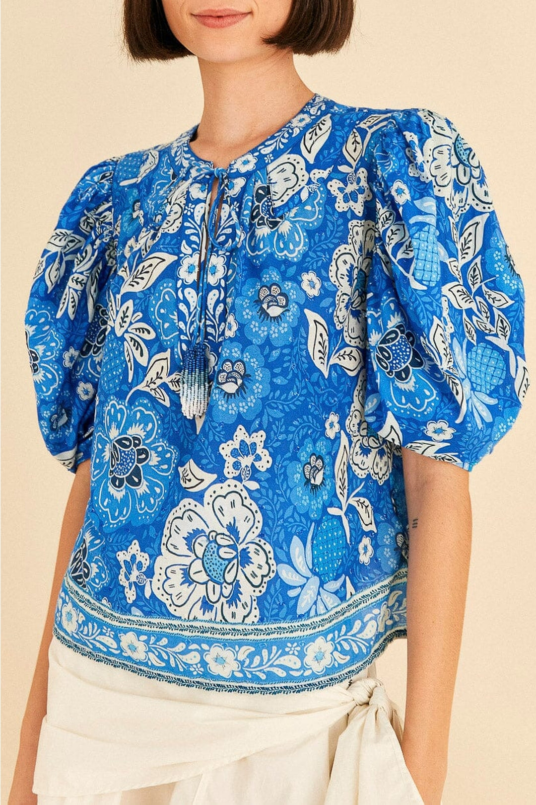 Blouse Full Of Flowers en coton - Bleu