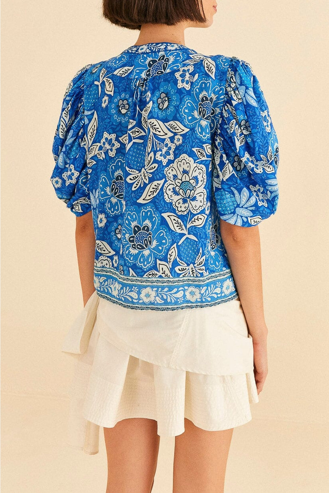 Blouse Full Of Flowers en coton - Bleu