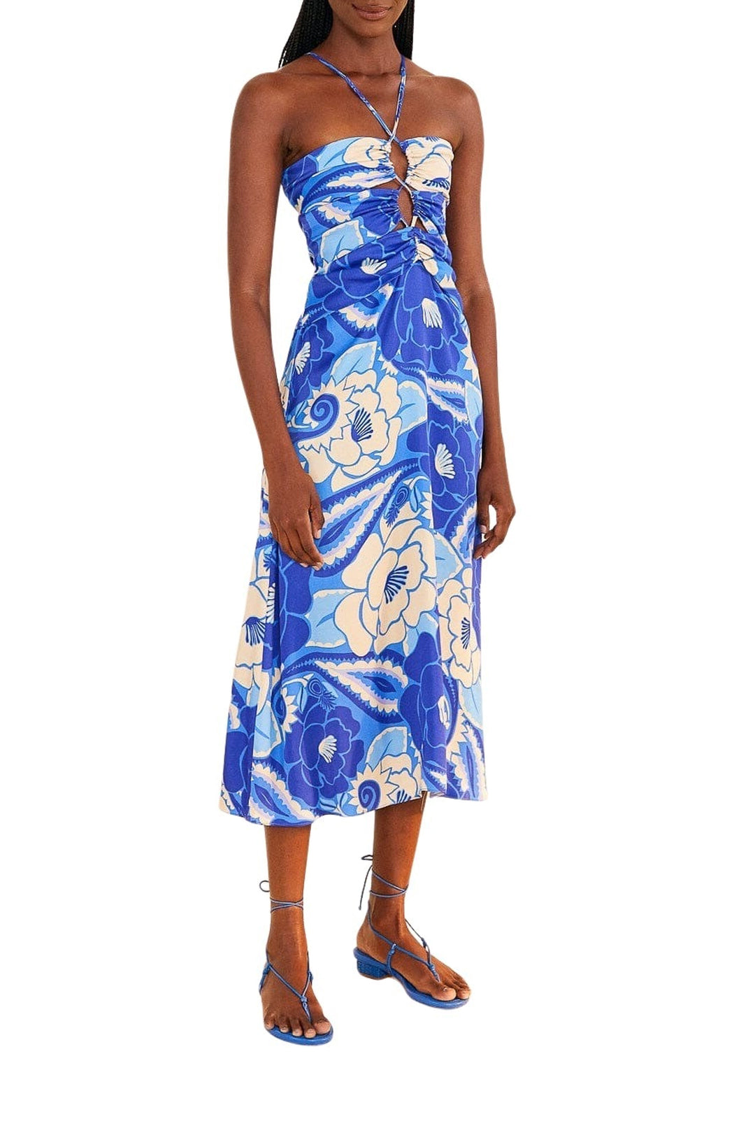 Robe midi Groove Tropical - Bleu