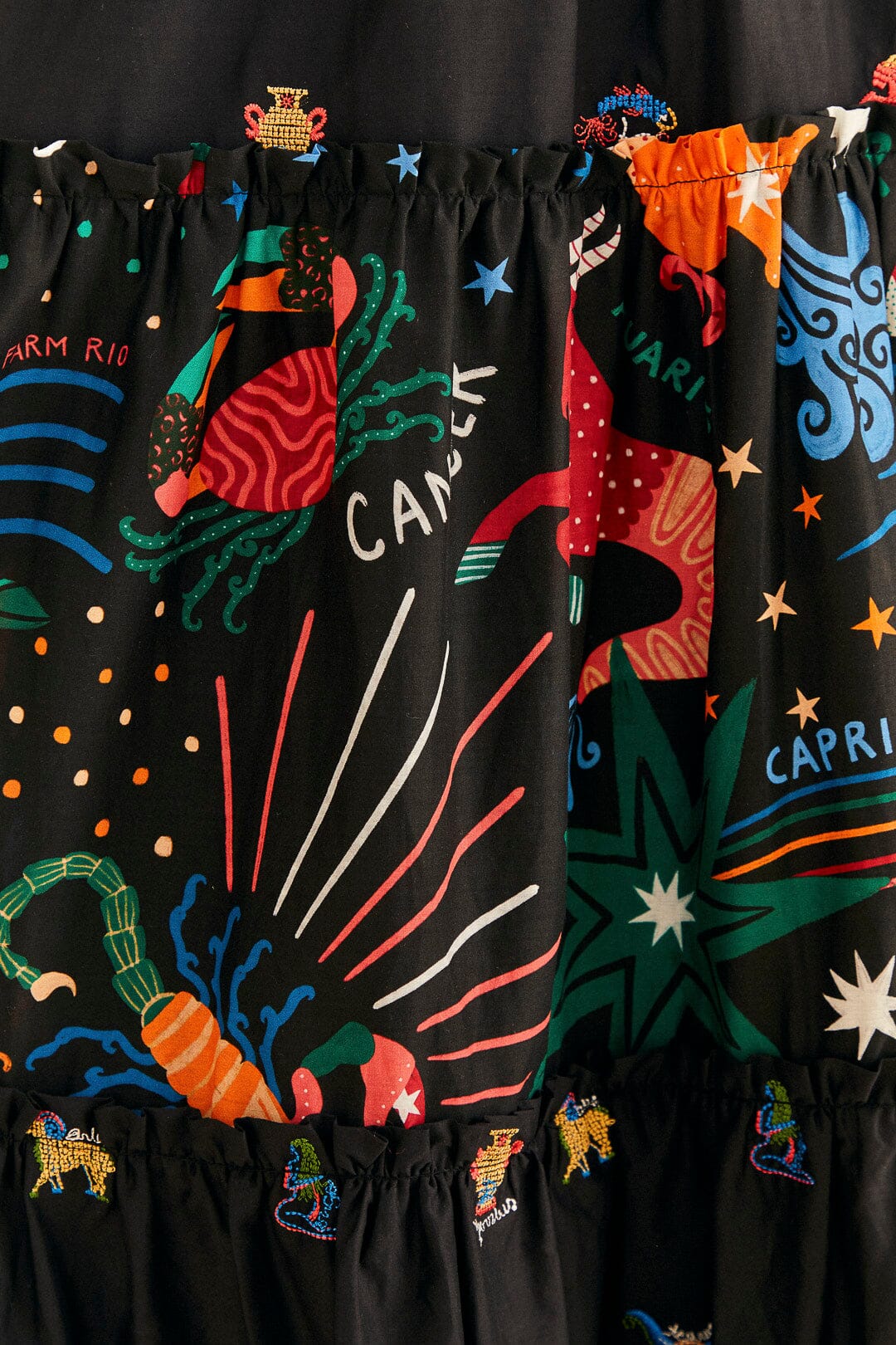 Robe longue brodée Zodiac en coton - Noir