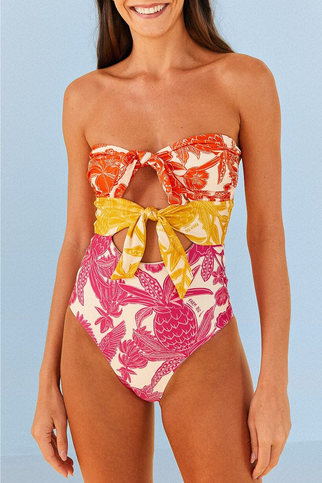 Maillot de bain une pièce Tropical Woodcut - Multicolore