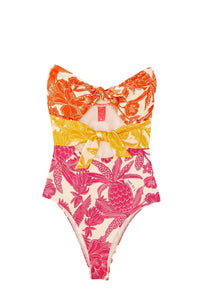 Maillot de bain une pièce Tropical Woodcut - Multicolore