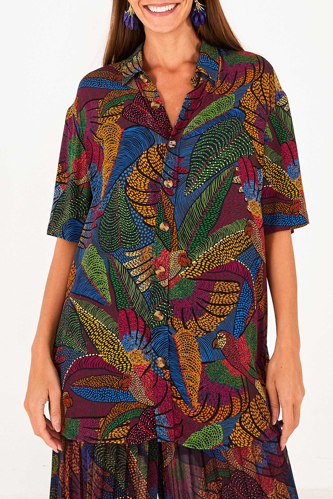 Chemise Dotted Macaws en coton - Multicolore