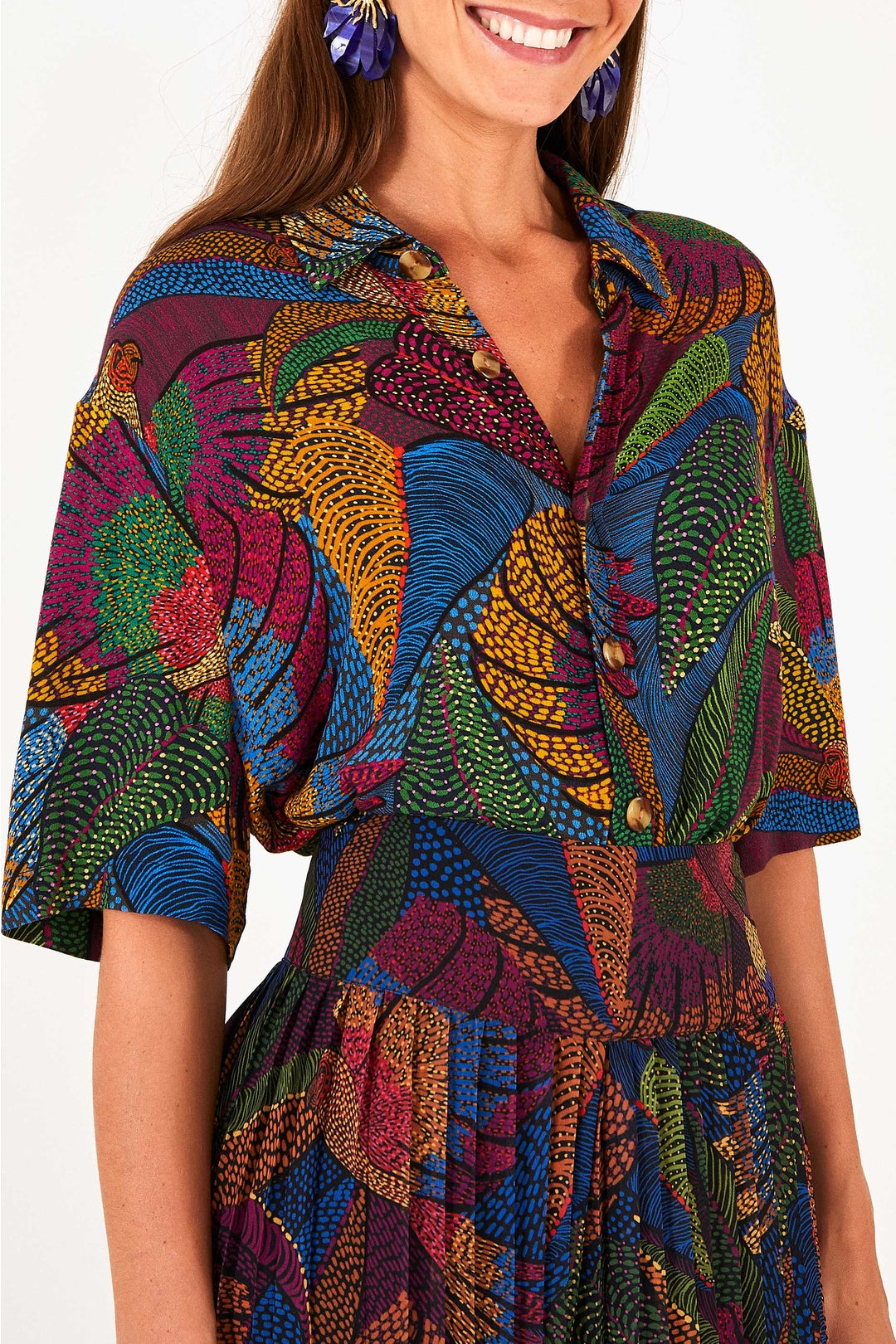 Chemise Dotted Macaws en coton - Multicolore