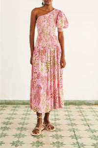 Robe longue à motifs homards - Rose