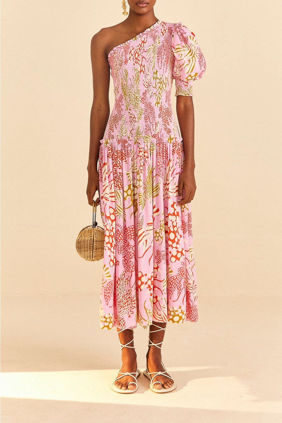 Robe longue à motifs homards - Rose