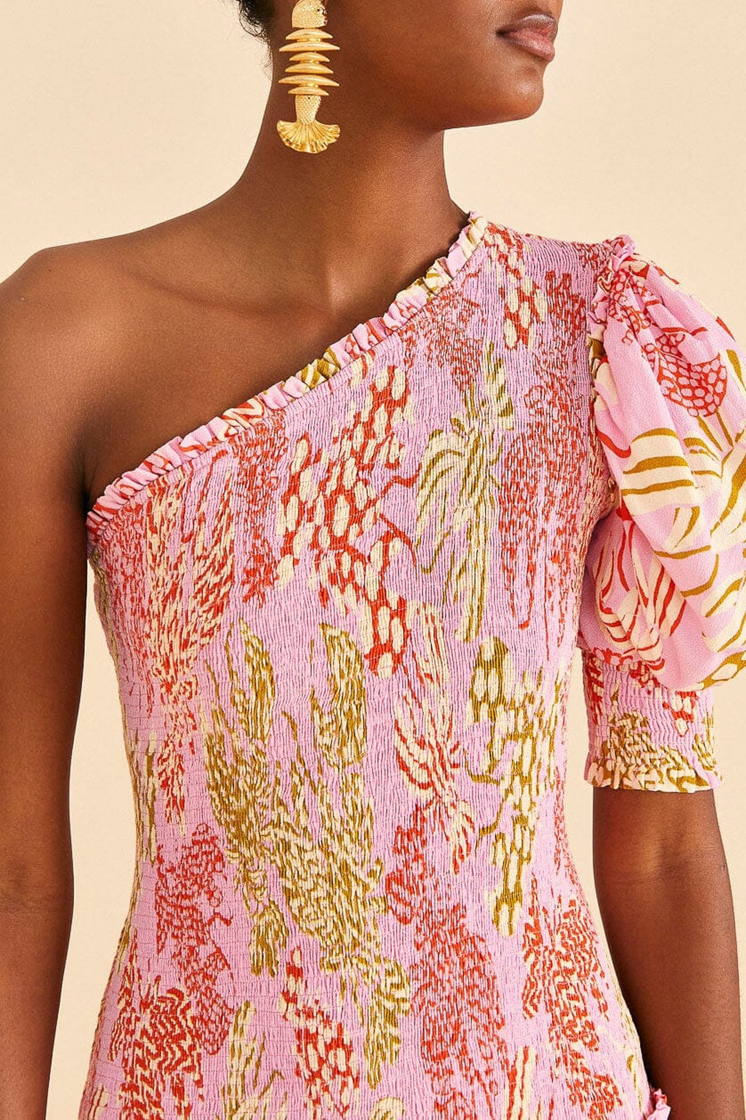 Robe longue à motifs homards - Rose