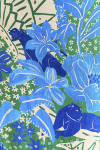 Robe midi Jungle Panther en lin - Bleu