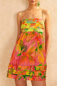 Robe courte Painted Birds en coton - Multicolore