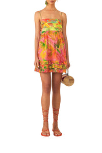 Robe courte Painted Birds en coton - Multicolore