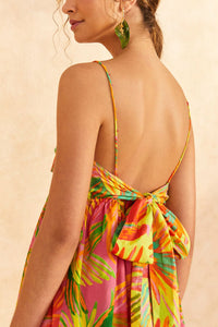 Robe courte Painted Birds en coton - Multicolore