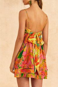 Robe courte Painted Birds en coton - Multicolore