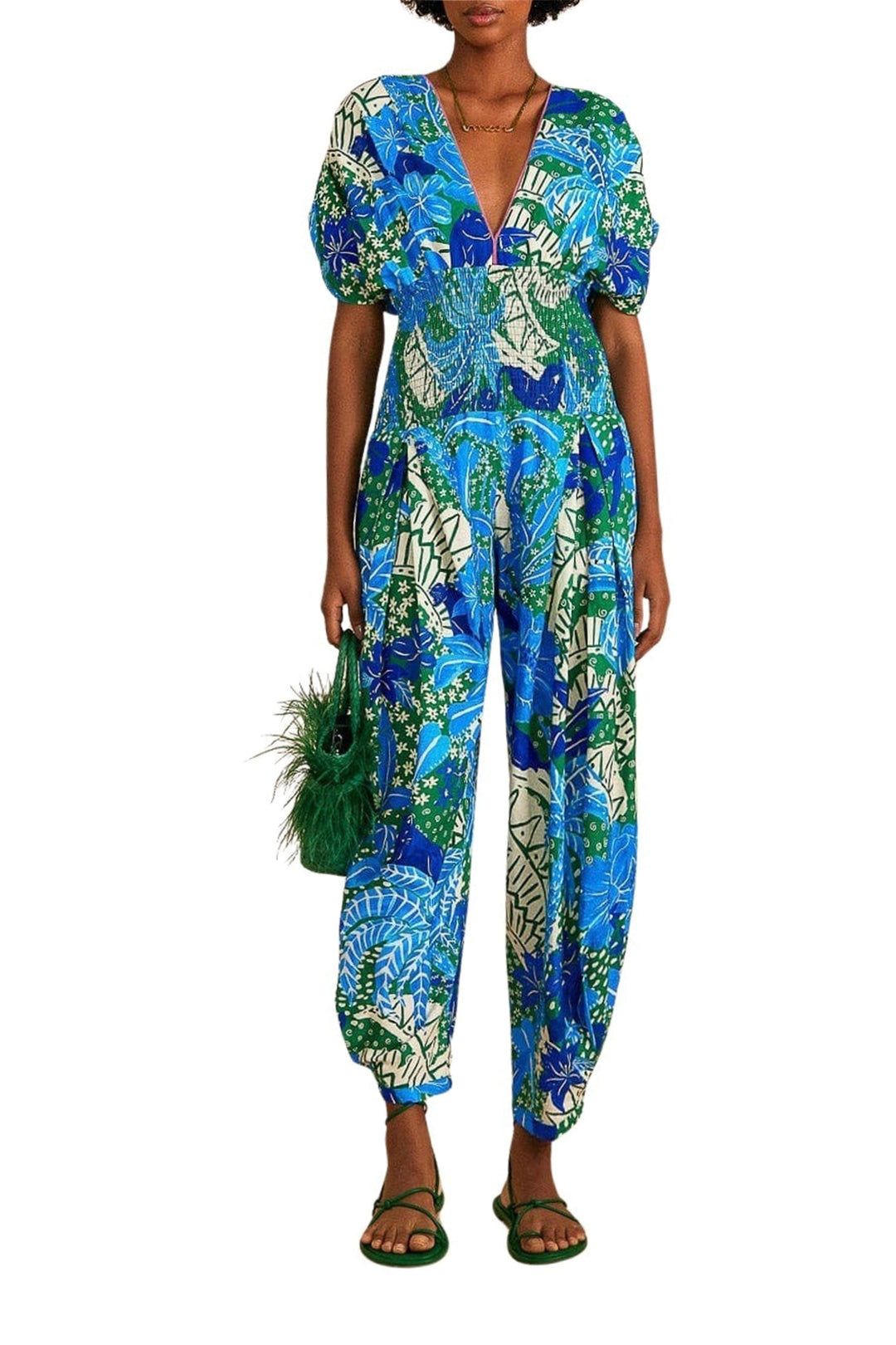 Combinaison Jungle Panther en lin - Bleu