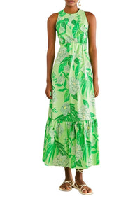 Robe longue Dewdrop Floral en coton - Vert
