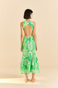 Robe longue Dewdrop Floral en coton - Vert