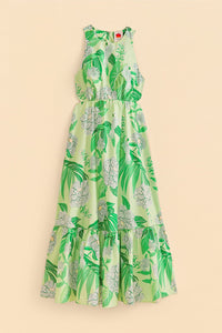 Robe longue Dewdrop Floral en coton - Vert