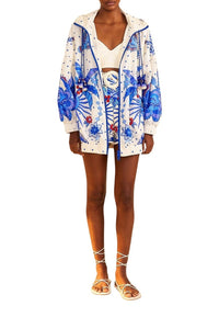Short Jungle Chic en coton - Bleu