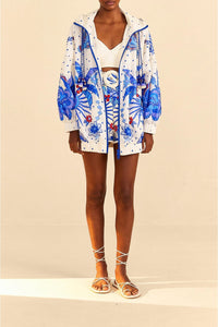Short Jungle Chic en coton - Bleu
