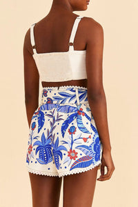 Short Jungle Chic en coton - Bleu