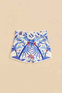 Short Jungle Chic en coton - Bleu