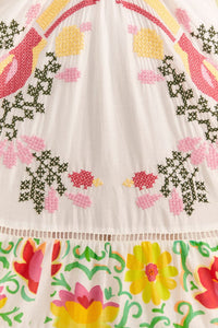 Robe longue Neon Floral en coton - Rouge