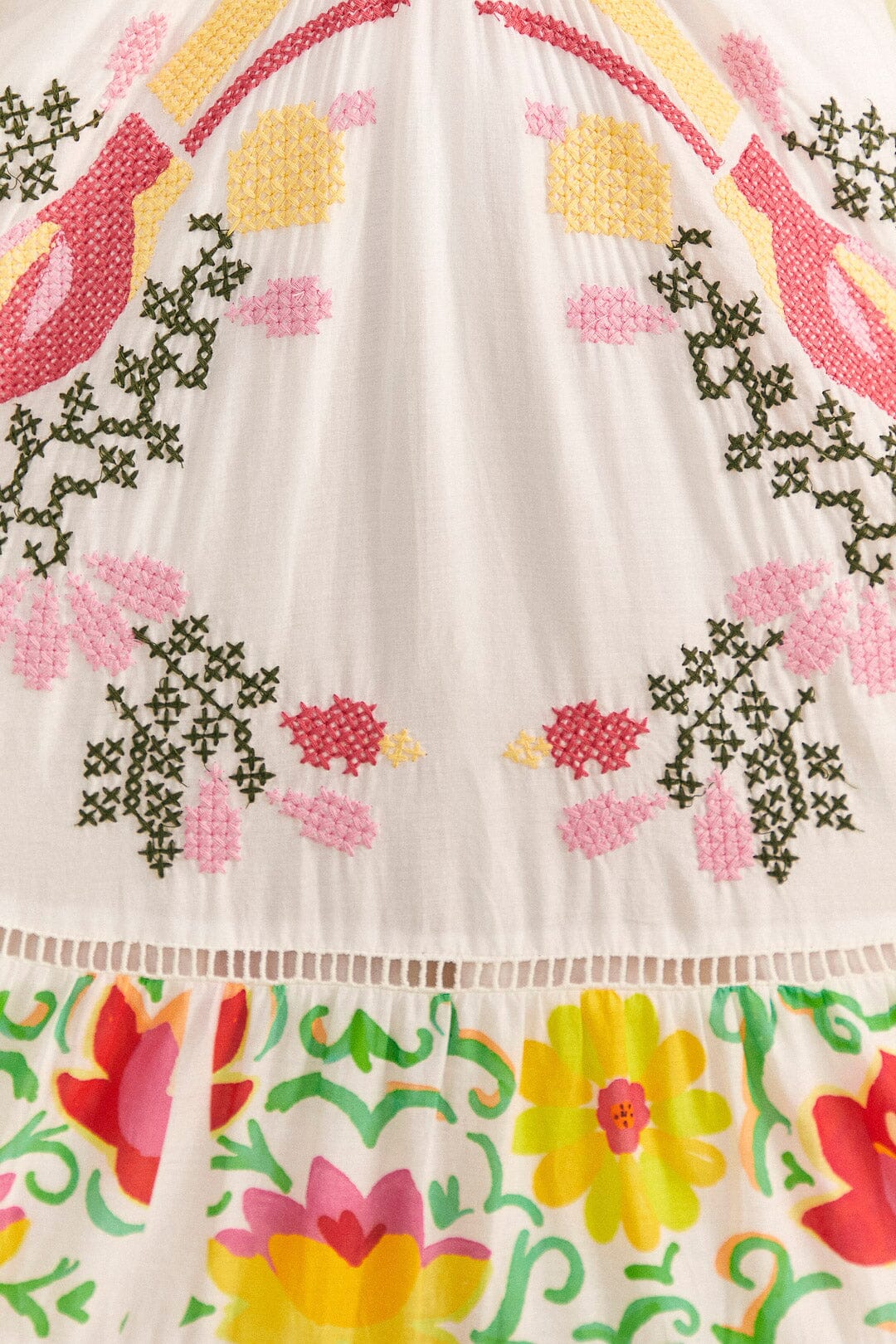 Robe longue Neon Floral en coton - Rouge